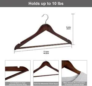 Better Homes & Gardens Walnut Finish Wood Suit Hangers, 5 Pack, Adult Better Homes & Gardens Walnut Finish Wood Suit Hangers, 5 Pack, Adult