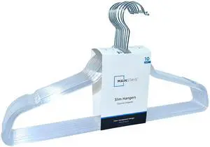 Mainstays Plastic Clothes Hangers, Slim Swivel Hook, Clear, 10 Pack Mainstays Plastic Clothes Hangers, Slim Swivel Hook, Clear, 10 Pack