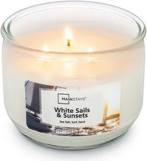 Mainstays White Sails & Sunsets Candle, 3-Wick, 11.5 oz Glass Jar Mainstays White Sails & Sunsets Candle, 3-Wick, 11.5 oz Glass Jar