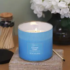 Mainstays 3-Wick Textured Wrapped Candle, Coconut Coast Fragrance, 14 oz Mainstays 3-Wick Textured Wrapped Candle, Coconut Coast Fragrance, 14 oz
