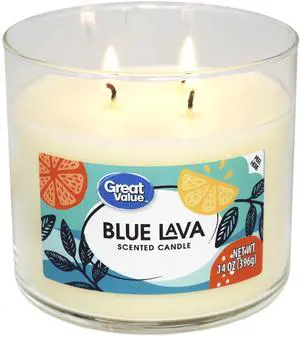 (2 pack) Great Value Blue Lava Scented Jar Candle, 3 Wicks, 14 oz (2 pack) Great Value Blue Lava Scented Jar Candle, 3 Wicks, 14 oz
