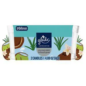 Glade® Jar Candle, Coconut Water & Beach Grass, 4.08oz., 2 Count Glade® Jar Candle, Coconut Water & Beach Grass, 4.08oz., 2 Count