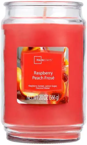 Mainstays Raspberry Peach Frosé Scented Single Wick Jar Candle, 20 oz Mainstays Raspberry Peach Frosé Scented Single Wick Jar Candle, 20 oz