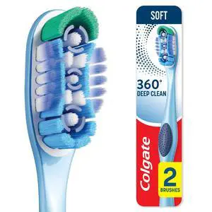 Colgate 360 Deep Clean Toothbrush Pack, Soft Adult Toothbrushes, 2 Pack Colgate 360 Deep Clean Toothbrush Pack, Soft Adult Toothbrushes, 2 Pack