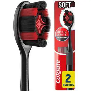 Colgate Optic White Charcoal Soft Toothbrush for Adults, 2 Pack Colgate Optic White Charcoal Soft Toothbrush for Adults, 2 Pack