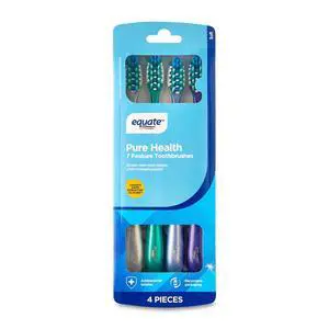 Equate Pure Health, Adult, Manual, Soft Toothbrush, 4 Count Equate Pure Health, Adult, Manual, Soft Toothbrush, 4 Count