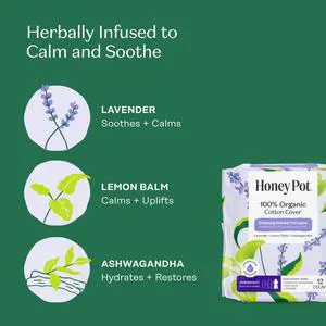 Honey Pot 100% Organic Cotton Cover Calming Herbal Infusion Overnight Pads, 12 Count Honey Pot 100% Organic Cotton Cover Calming Herbal Infusion Overnight Pads, 12 Count