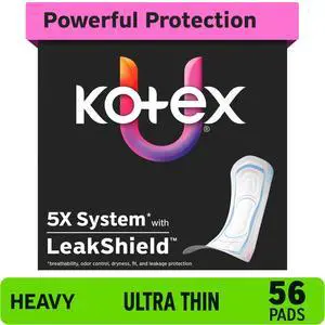 Kotex Ultra Thin Pads, Heavy Absorbency, 56 Count Kotex Ultra Thin Pads, Heavy Absorbency, 56 Count
