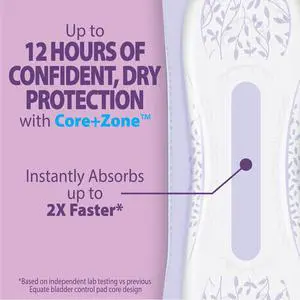 Equate Options Women's Incontinence Pads, Maximum Absorbency, Long Length, 45 Count Equate Options Women's Incontinence Pads, Maximum Absorbency, Long Length, 45 Count