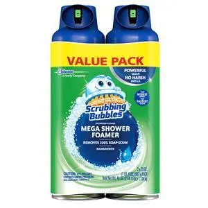 Scrubbing Bubbles Mega Bathroom and Shower Foamer Aerosol, Rainshower Scent, 20oz (Pack of 2) Scrubbing Bubbles Mega Bathroom and Shower Foamer Aerosol, Rainshower Scent, 20oz (Pack of 2)