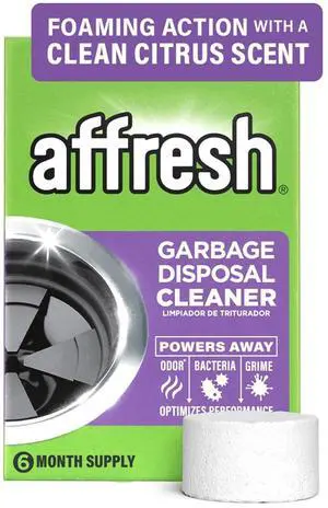 Affresh Garbage Disposal Cleaner 6 Tablets, 6 Month Supply, Helps Power Away Odor-Causing Bacteria, Debris & Grime in Grind Chamber, Impeller & Drain Pipe Affresh Garbage Disposal Cleaner 6 Tablets, 6 Month Supply, Helps Power Away Odor-Causing Bacteria, Debris & Grime in Grind Chamber, Impeller & Drain Pipe