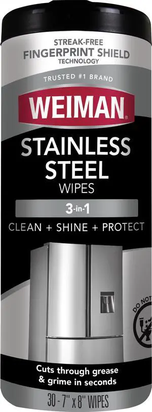 Weiman Stainless Steel Cleaner & Polisher Wipes, 30 Count, Kitchen Appliance Weiman Stainless Steel Cleaner & Polisher Wipes, 30 Count, Kitchen Appliance