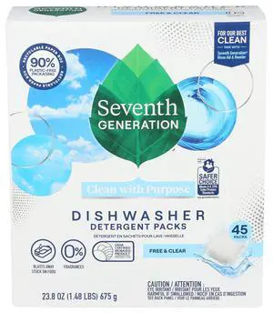Seventh Generation Free & Clear Dishwasher Detergent Packs, 45 Count Seventh Generation Free & Clear Dishwasher Detergent Packs, 45 Count