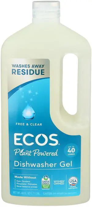 ECOS Free and Clear Automatic Dishwasher Gel, 40fl oz ECOS Free and Clear Automatic Dishwasher Gel, 40fl oz