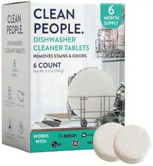 The Clean People Dishwasher Cleaner Tablets, 6 Count, Citrus Scent - Removes Limescale, Mineral Buildup, Grease & Odors The Clean People Dishwasher Cleaner Tablets, 6 Count, Citrus Scent - Removes Limescale, Mineral Buildup, Grease & Odors