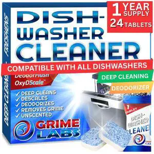 Dishwasher Cleaner Deodorizer Descaler Tablets, 24-Pack, Heavy Duty Deep Clean Natural Limescale Remover, 12-Month Supply Dishwasher Cleaner Deodorizer Descaler Tablets, 24-Pack, Heavy Duty Deep Clean Natural Limescale Remover, 12-Month Supply