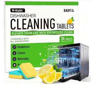 Dishwasher Cleaner and Deodorizer Tablets, Dishwasher Cleaning Tablets 24 Pack - Helps Remove Limescale & Odor, Prevents Buildup in Pipes, Safe for All Dishwashers, Lemon Scent - 12 Month Supply Dishwasher Cleaner and Deodorizer Tablets, Dishwasher Cleaning Tablets 24 Pack - Helps Remove Limescale & Odor, Prevents Buildup in Pipes, Safe for All Dishwashers, Lemon Scent - 12 Month Supply