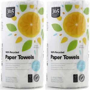 365 by Whole Foods Market 100% Recycled Jumbo Paper Towels Ultra-Strong, 135 Sheets per Roll, 2-Pack 365 by Whole Foods Market 100% Recycled Jumbo Paper Towels Ultra-Strong, 135 Sheets per Roll, 2-Pack