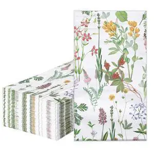 RUSPEPA Wild Flower Decorative Paper Hand Towels Disposable Napkins 3 Ply 4.3 x 7.5 Inches, 50 Packs for Bathroom Guest Room Wedding Baby Shower Party RUSPEPA Wild Flower Decorative Paper Hand Towels Disposable Napkins 3 Ply 4.3 x 7.5 Inches, 50 Packs for Bathroom Guest Room Wedding Baby Shower Party