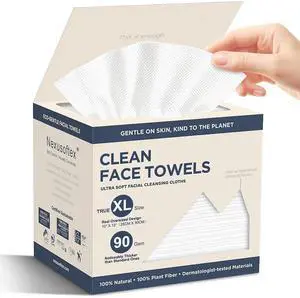 Disposable Face Towels 10"x12" XL 90gsm Ultra-Thick 100% USDA Biobased Facial Towel, Gentle for All Skin Types, Magnetic Closure Box with Visibility Window (1 Pack of 50 Disposable Face Towels 10"x12" XL 90gsm Ultra-Thick 100% USDA Biobased Facial Towel, Gentle for All Skin Types, Magnetic Closure Box with Visibility Window (1 Pack of 50