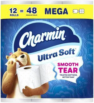 Charmin Ultra Soft Toilet Paper, 12 Mega Rolls (24 Regular Rolls), 2-Ply Bath Tissue Charmin Ultra Soft Toilet Paper, 12 Mega Rolls (24 Regular Rolls), 2-Ply Bath Tissue