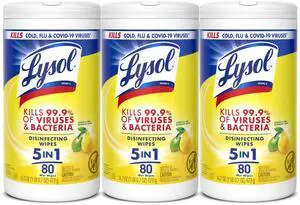 Lysol Disinfecting Wipes Lemon Multi-Surface Cleaner, 80 Count (3-Pack) Lysol Disinfecting Wipes Lemon Multi-Surface Cleaner, 80 Count (3-Pack)