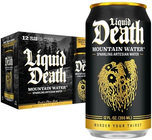 Liquid Death Sparkling Mountain Water, 12Fl Oz (Pack of 12), Real Mountain Source, Ice-Cold Cans, Infinitely Recyclable Liquid Death Sparkling Mountain Water, 12Fl Oz (Pack of 12), Real Mountain Source, Ice-Cold Cans, Infinitely Recyclable
