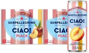 Sanpellegrino CIAO Peach Sparkling Water, Real Fruit Juice, 24 Pack Sanpellegrino CIAO Peach Sparkling Water, Real Fruit Juice, 24 Pack