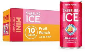 Sparkling Ice Fruit Punch Sparkling Water Zero Sugar, 7.5 fl oz Mini Cans (Pack of 10) with Antioxidants and Vitamins Sparkling Ice Fruit Punch Sparkling Water Zero Sugar, 7.5 fl oz Mini Cans (Pack of 10) with Antioxidants and Vitamins
