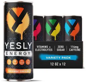 Yesly Energy Drink Variety Pack, Naturally Flavored Sparkling with Electrolytes, Magnesium, Potassium, Vitamin C, B6 & B12, Natural Caffeine from Green Tea, 12 Fl Oz Cans Yesly Energy Drink Variety Pack, Naturally Flavored Sparkling with Electrolytes, Magnesium, Potassium, Vitamin C, B6 & B12, Natural Caffeine from Green Tea, 12 Fl Oz Cans