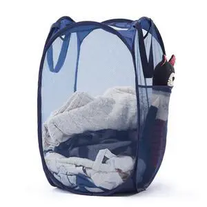 Collapsible Mesh Laundry Basket with Side Pocket and Sturdy Handles Collapsible Mesh Laundry Basket with Side Pocket and Sturdy Handles