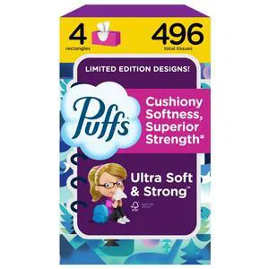 Puffs Facial Tissues Ultra Soft, 4 Family Boxes, 124 Tissues per Box, for Allergies & Colds (Packaging May Vary) Puffs Facial Tissues Ultra Soft, 4 Family Boxes, 124 Tissues per Box, for Allergies & Colds (Packaging May Vary)