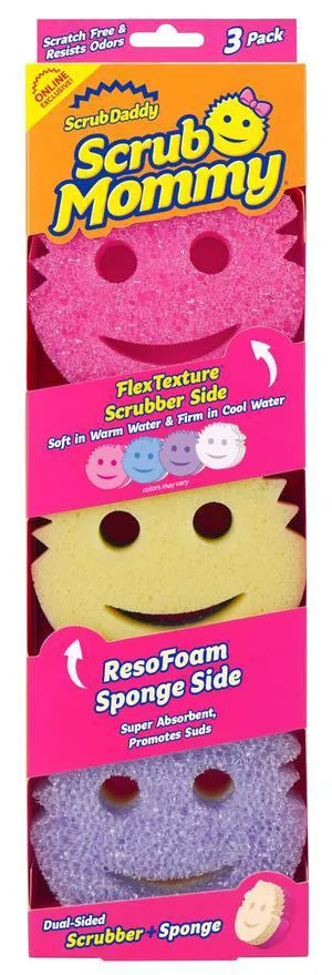 Scrub Mommy Kitchen Sponges - Dual-Sided Non-Scratch Dish Sponges for Multi-Surface Cleaning, 3 Count Scrub Mommy Kitchen Sponges - Dual-Sided Non-Scratch Dish Sponges for Multi-Surface Cleaning, 3 Count