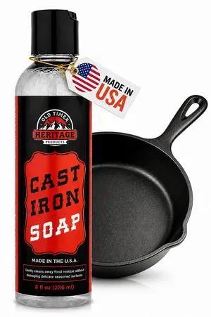 Heritage Products Cast Iron Soap - All Natural Skillet Soap Cleans, Restores, Removes Rust from Griddle, Grill Grate, Dutch Oven for Home and Camping Heritage Products Cast Iron Soap - All Natural Skillet Soap Cleans, Restores, Removes Rust from Griddle, Grill Grate, Dutch Oven for Home and Camping
