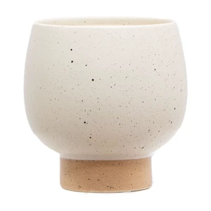 Mainstays 5.5in Cream Speckle Ceramic Indoor Planter with Tan Base Mainstays 5.5in Cream Speckle Ceramic Indoor Planter with Tan Base
