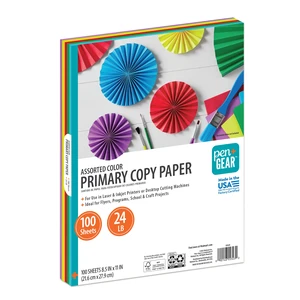 Pen+Gear Assorted Primary Copy Paper, 8.5"x11", 24lb, 100 Sheets Pen+Gear Assorted Primary Copy Paper, 8.5"x11", 24lb, 100 Sheets