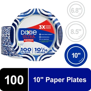 Dixie Ultra 10" Disposable Paper Plates, 100 Count, Multi-Color Dixie Ultra 10" Disposable Paper Plates, 100 Count, Multi-Color