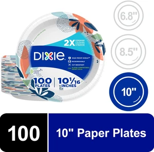 Dixie 10" Disposable Paper Plates, Multi-Color, 100 Count Dixie 10" Disposable Paper Plates, Multi-Color, 100 Count