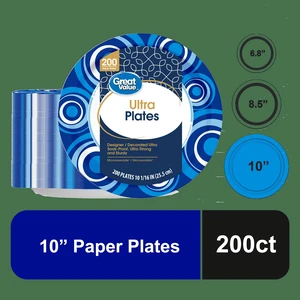 Great Value Ultra Disposable Paper Plates 10in 200 Count Great Value Ultra Disposable Paper Plates 10in 200 Count