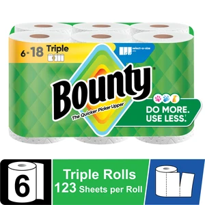 Bounty Select-a-Size Paper Towels, 6 Triple Rolls Bounty Select-a-Size Paper Towels, 6 Triple Rolls