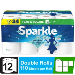 Sparkle Tear-A-Square Paper Towels, 12 Double Rolls, 110 Sheets per Roll Sparkle Tear-A-Square Paper Towels, 12 Double Rolls, 110 Sheets per Roll