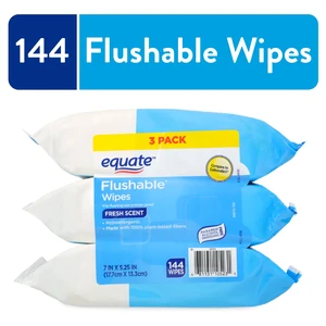 Equate Flushable Wet Wipes Fresh Scent, 144 Count (3 Pack) Equate Flushable Wet Wipes Fresh Scent, 144 Count (3 Pack)