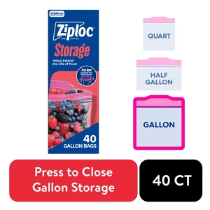 Ziploc Gallon Food Storage Bags with Grip 'n Seal Technology, 40 Count Ziploc Gallon Food Storage Bags with Grip 'n Seal Technology, 40 Count