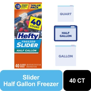 Hefty Slider Half Gallon Freezer Bags, 40 Count Hefty Slider Half Gallon Freezer Bags, 40 Count