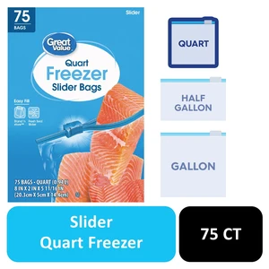 Great Value Freezer Guard Slider Zipper Bags, Quart, 75 Count Great Value Freezer Guard Slider Zipper Bags, Quart, 75 Count