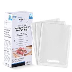 Mainstays Quart Vacuum Sealer Bags, 25-Count, BPA-Free, Pre-Cut for Food Storage and Sous Vide Mainstays Quart Vacuum Sealer Bags, 25-Count, BPA-Free, Pre-Cut for Food Storage and Sous Vide