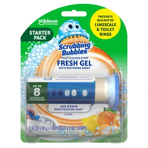 Scrubbing Bubbles Automatic Toilet Bowl Cleaner Fresh Gel Cleaning Stamp Citrus Dispenser & 6 Gel Stamps Scrubbing Bubbles Automatic Toilet Bowl Cleaner Fresh Gel Cleaning Stamp Citrus Dispenser & 6 Gel Stamps