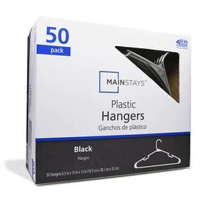 Mainstays Black Plastic Clothes Hangers, 50-Count Mainstays Black Plastic Clothes Hangers, 50-Count