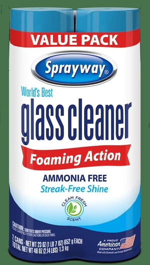 Sprayway Glass Cleaner Foaming Aerosol Spray, 19 oz, 2-Pack, Ammonia-Free, Streak-Free Shine Sprayway Glass Cleaner Foaming Aerosol Spray, 19 oz, 2-Pack, Ammonia-Free, Streak-Free Shine