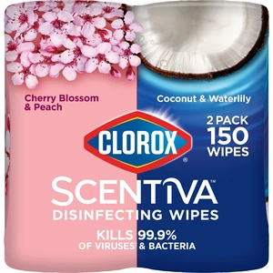 Clorox Scentiva Disinfecting Wipes, 75 Count (Pack of 2), Value Pack Clorox Scentiva Disinfecting Wipes, 75 Count (Pack of 2), Value Pack